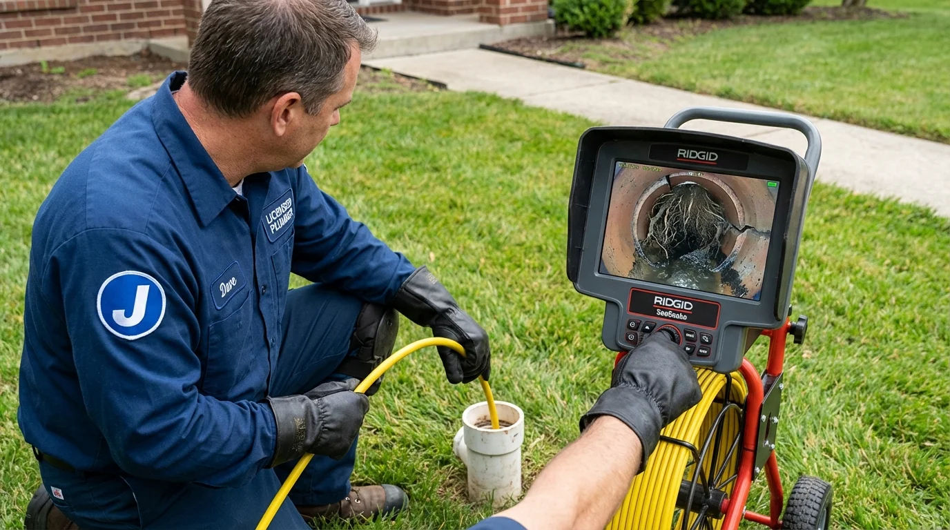 Sewer camera inspection being performed by Johns Plumbing LLC in Cordova